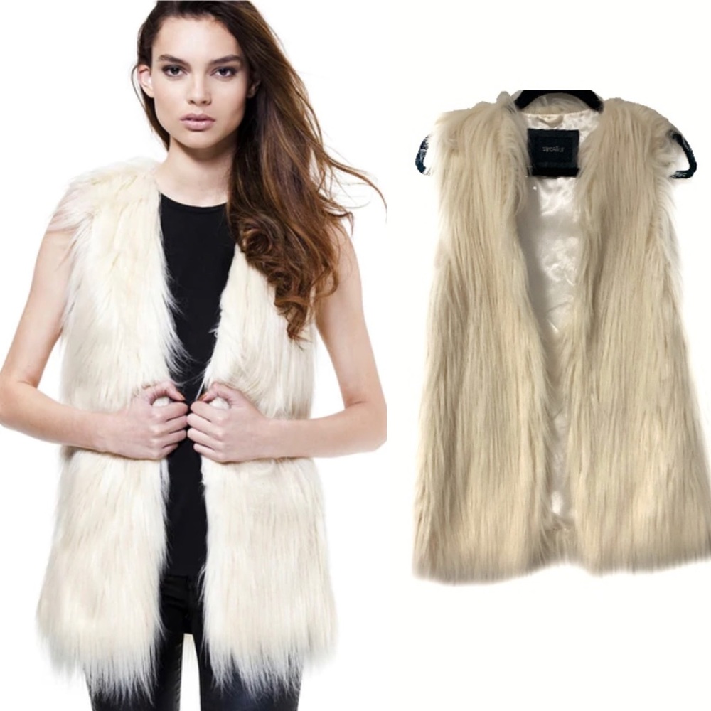 Unreal Fur play vest cream ivory vegan Medium
